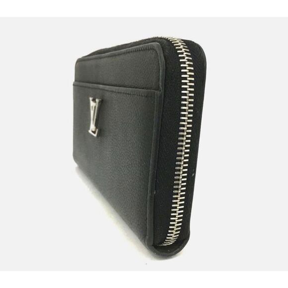 Black LV Louis Vuitton Portefeuille Lockme Leather Zip Around Long Wallet - Picture 3 of 8
